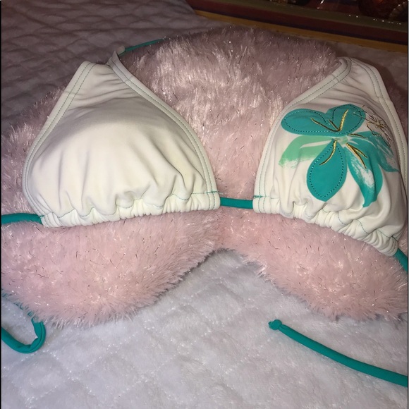 BF AVE. BIKINI TOP  Off White / Teal SIZE 8 Small - Picture 3 of 7